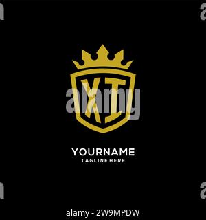 Initial XI logo shield crown style, luxury elegant monogram logo design vector graphic Stock Vector