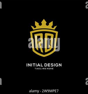 Initial RQ logo shield crown style, luxury elegant monogram logo design vector graphic Stock Vector