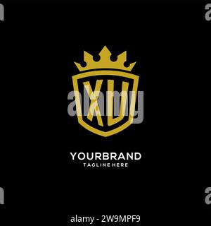Initial XU logo shield crown style, luxury elegant monogram logo design vector graphic Stock Vector