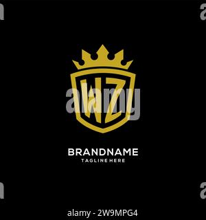 Initial WZ logo shield crown style, luxury elegant monogram logo design vector graphic Stock Vector