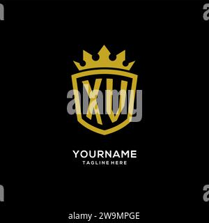 Initial XV logo shield crown style, luxury elegant monogram logo design vector graphic Stock Vector