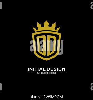 Initial QD logo shield crown style, luxury elegant monogram logo design vector graphic Stock Vector
