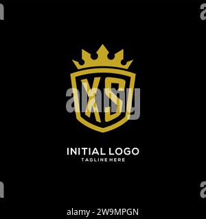 Initial XS logo shield crown style, luxury elegant monogram logo design vector graphic Stock Vector