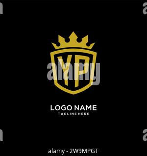 Initial YP logo shield crown style, luxury elegant monogram logo design vector graphic Stock Vector