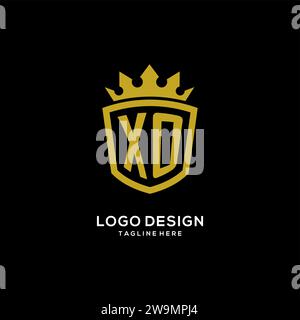 Initial XO logo shield crown style, luxury elegant monogram logo design vector graphic Stock Vector