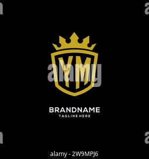 Initial YM logo shield crown style, luxury elegant monogram logo design vector graphic Stock Vector