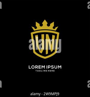 Initial VN logo shield crown style, luxury elegant monogram logo design vector graphic Stock Vector