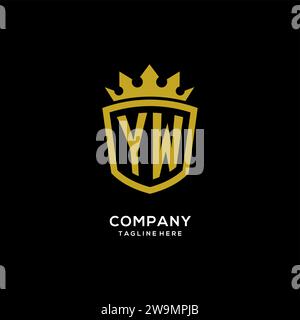 Initial YW logo shield crown style, luxury elegant monogram logo design vector graphic Stock Vector