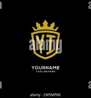 Initial YI logo shield crown style, luxury elegant monogram logo design vector graphic Stock Vector