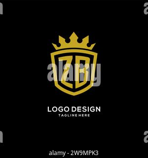 Initial ZB logo shield crown style, luxury elegant monogram logo design vector graphic Stock Vector