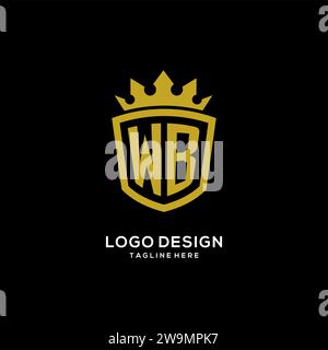 Initial WB logo shield crown style, luxury elegant monogram logo design vector graphic Stock Vector