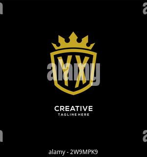 Initial YX logo shield crown style, luxury elegant monogram logo design vector graphic Stock Vector