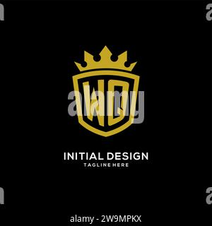 Initial WQ logo shield crown style, luxury elegant monogram logo design vector graphic Stock Vector