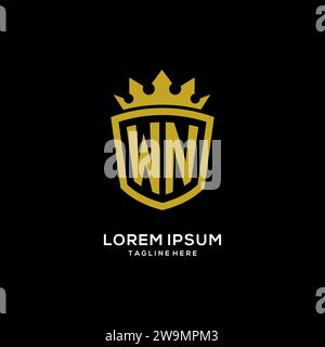 Initial WN logo shield crown style, luxury elegant monogram logo design vector graphic Stock Vector