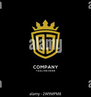Initial QJ logo shield crown style, luxury elegant monogram logo design vector graphic Stock Vector
