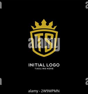 Initial TS logo shield crown style, luxury elegant monogram logo design vector graphic Stock Vector