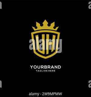 Initial UH logo shield crown style, luxury elegant monogram logo design vector graphic Stock Vector