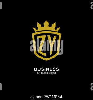 Initial ZY logo shield crown style, luxury elegant monogram logo design vector graphic Stock Vector