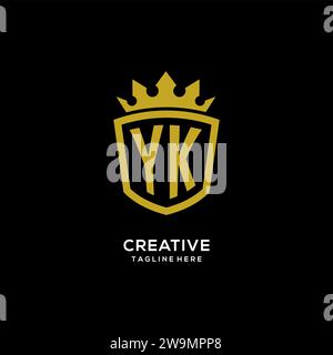 Initial YK logo shield crown style, luxury elegant monogram logo design vector graphic Stock Vector
