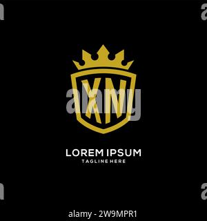 Initial XN logo shield crown style, luxury elegant monogram logo design vector graphic Stock Vector