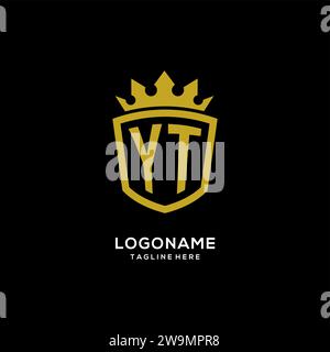 Initial YT logo shield crown style, luxury elegant monogram logo design vector graphic Stock Vector