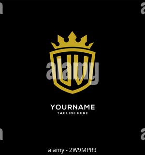 Initial UV logo shield crown style, luxury elegant monogram logo design vector graphic Stock Vector