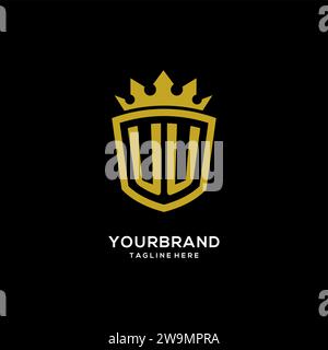 Initial UU logo shield crown style, luxury elegant monogram logo design vector graphic Stock Vector