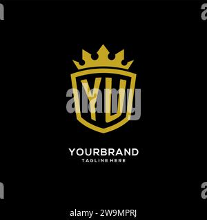 Initial YU logo shield crown style, luxury elegant monogram logo design vector graphic Stock Vector