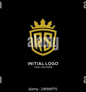 Initial RS logo shield crown style, luxury elegant monogram logo design vector graphic Stock Vector