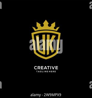 Initial UK logo shield crown style, luxury elegant monogram logo design vector graphic Stock Vector
