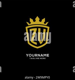 Initial ZV logo shield crown style, luxury elegant monogram logo design vector graphic Stock Vector