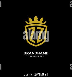 Initial ZZ logo shield crown style, luxury elegant monogram logo design vector graphic Stock Vector