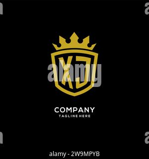 Initial XJ logo shield crown style, luxury elegant monogram logo design vector graphic Stock Vector