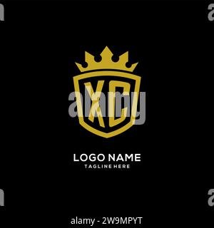 Initial XC logo shield crown style, luxury elegant monogram logo design vector graphic Stock Vector