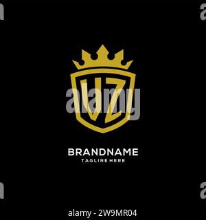 Initial VZ logo shield crown style, luxury elegant monogram logo design vector graphic Stock Vector