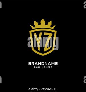 Initial YZ logo shield crown style, luxury elegant monogram logo design vector graphic Stock Vector