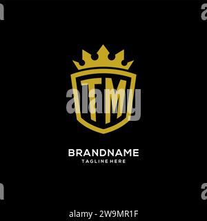 Initial TM logo shield crown style, luxury elegant monogram logo design vector graphic Stock Vector