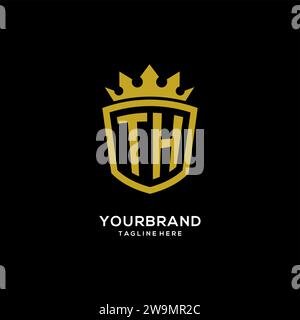Initial TH logo shield crown style, luxury elegant monogram logo design vector graphic Stock Vector