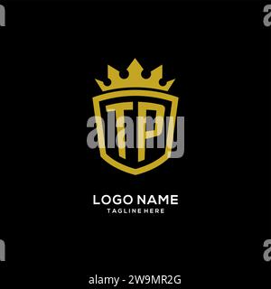 Initial TP logo shield crown style, luxury elegant monogram logo design vector graphic Stock Vector