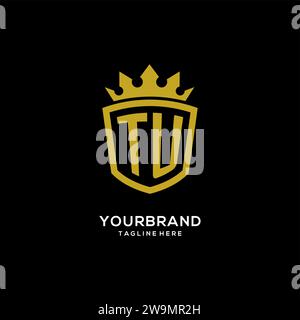 Initial TU logo shield crown style, luxury elegant monogram logo design vector graphic Stock Vector