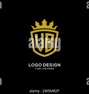 Initial VB logo shield crown style, luxury elegant monogram logo design vector graphic Stock Vector