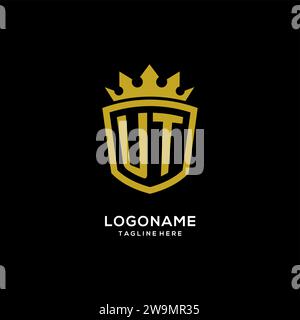 Initial UT logo shield crown style, luxury elegant monogram logo design vector graphic Stock Vector