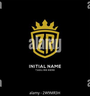 Initial ZR logo shield crown style, luxury elegant monogram logo design vector graphic Stock Vector