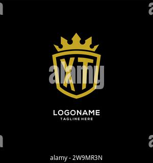 Initial XT logo shield crown style, luxury elegant monogram logo design vector graphic Stock Vector