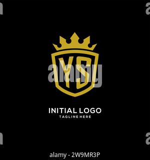 Initial YS logo shield crown style, luxury elegant monogram logo design vector graphic Stock Vector
