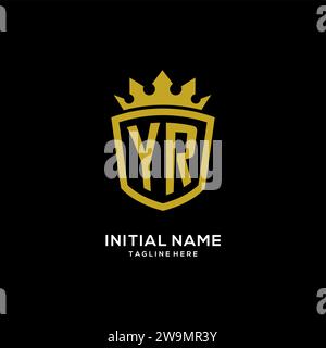 Initial YR logo shield crown style, luxury elegant monogram logo design vector graphic Stock Vector
