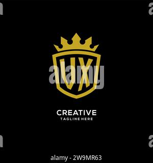 Initial VX logo shield crown style, luxury elegant monogram logo design vector graphic Stock Vector