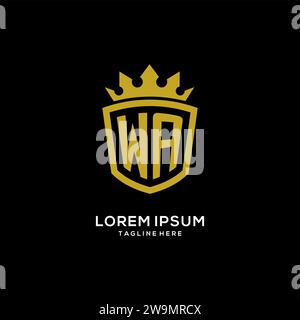 Initial WA logo shield crown style, luxury elegant monogram logo design vector graphic Stock Vector