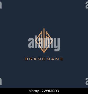 Monogram HM logo with diamond rhombus style, Luxury modern logo design vector graphic Stock Vector