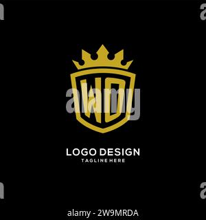 Initial WO logo shield crown style, luxury elegant monogram logo design vector graphic Stock Vector